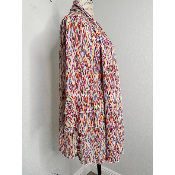 Multiples Women's Multi-Colored Open-Front Cardigan 3/4 Ruffles Sleeves XL - Picture 2 of 6